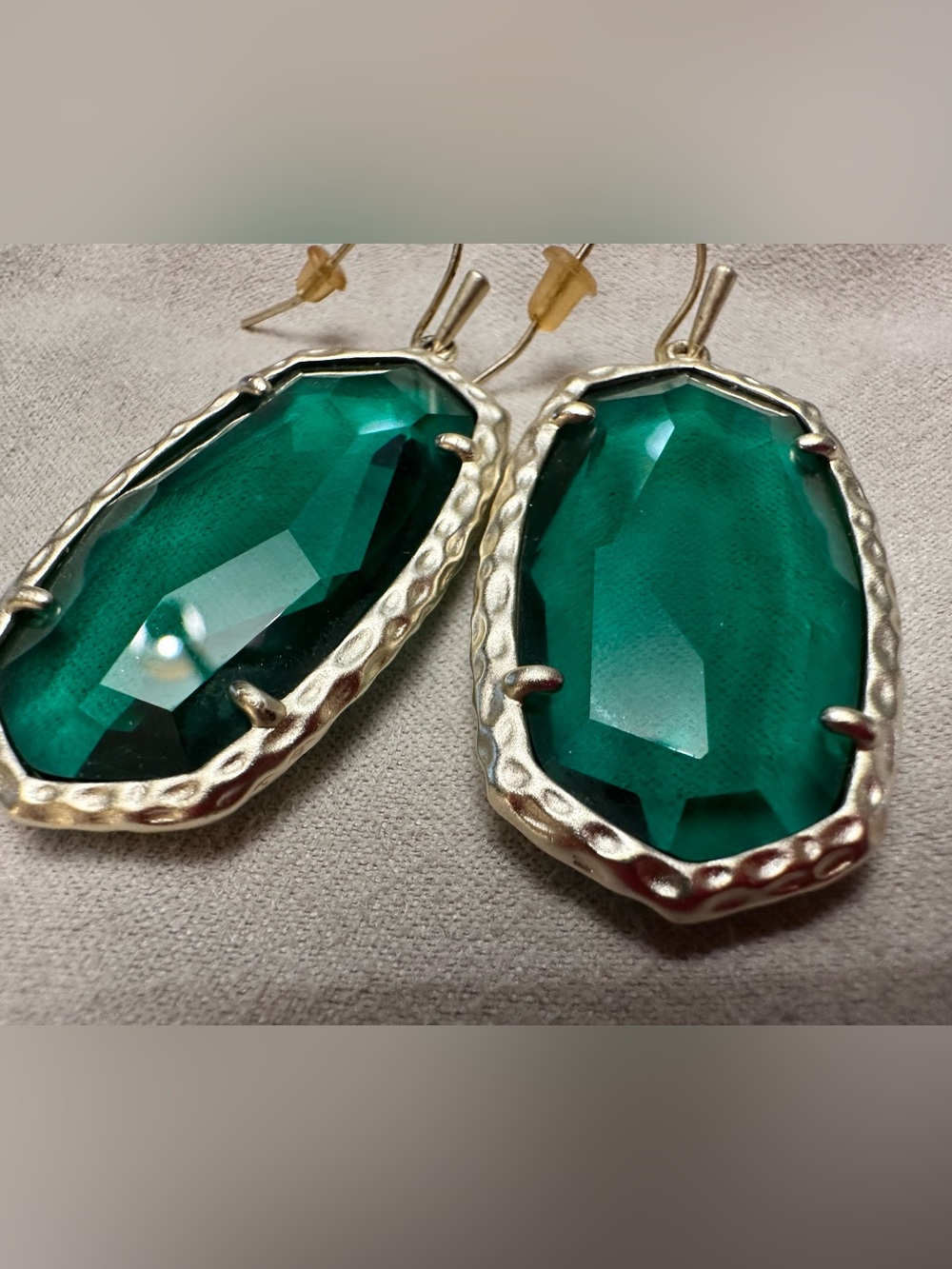 Kendra Scott Danielle Drop Earrings with a gold-tone hammered metal frame